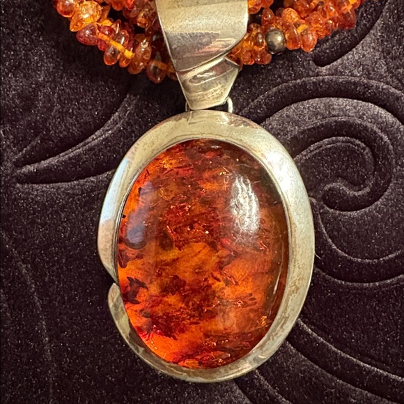 NWOT Jay King Mine Finds Amber & Turquoise Beaded Necklace w/925 Silver Pendant - Picture 8 of 14